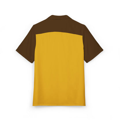 Three Knuckles Deep Gold and Brown Bowling Button Up