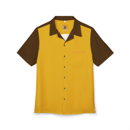 Three Knuckles Deep Gold and Brown Bowling Button Up